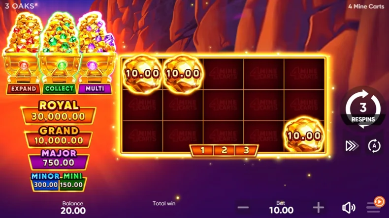 4 Mine Carts Hold & Win