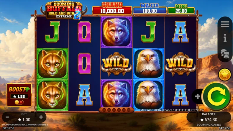 Booming Buffalo Hold and Win Extreme 2 Base Gameplay