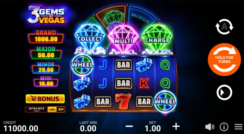 3 Gems of Vegas Super Wheel Base Gameplay
